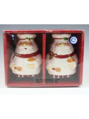 CIB Santa Chef Salt & Pepper Shaker Set Ceramic Holiday Christmas Table Decor